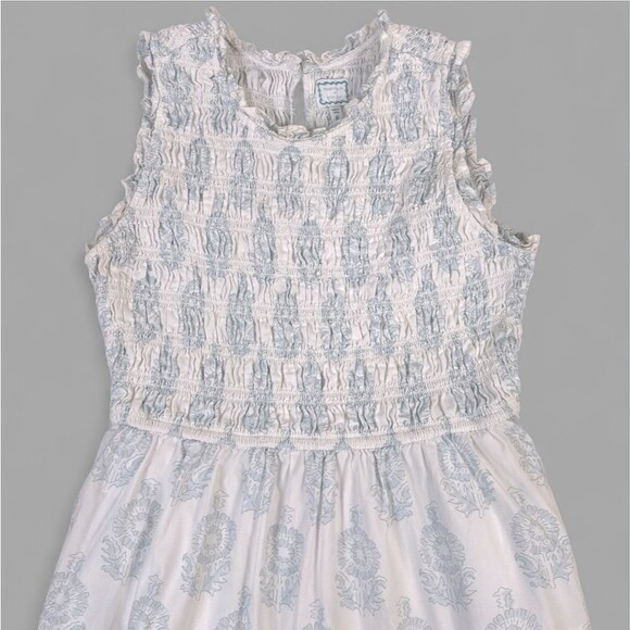 Society Social x Crown & Ivy Newport Maxi Dress Blue White Smocked Women's Sz 8 - Picture 4 of 9